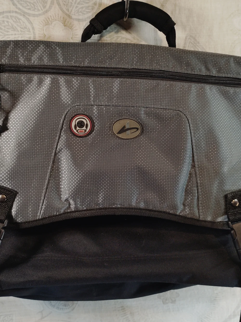 Gray and Black Messenger Bag with Shoulder Strap
